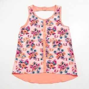 Jordache neon orange tropical print girls tank top